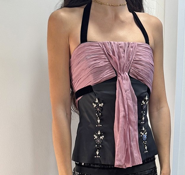 Top corsetto ricamato